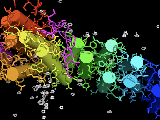 The crystal structure of Get4 bound to the N-domain of Get5 with the NMR spectra of the Get5 dimerization domain in the background